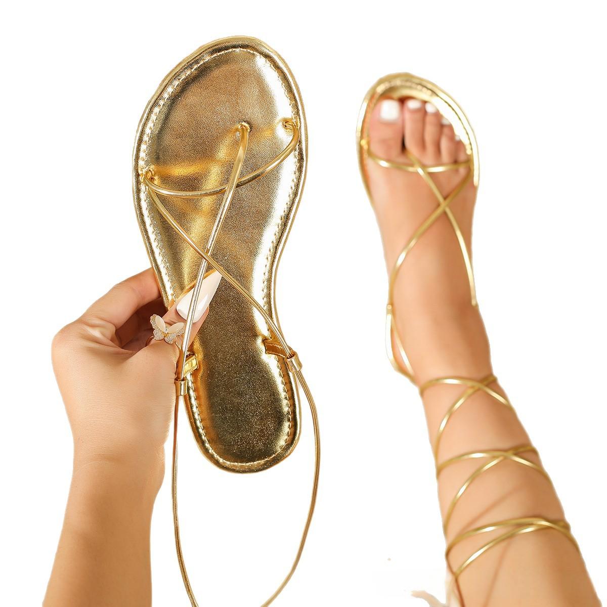 Open-Toe Lace-Up Sandals