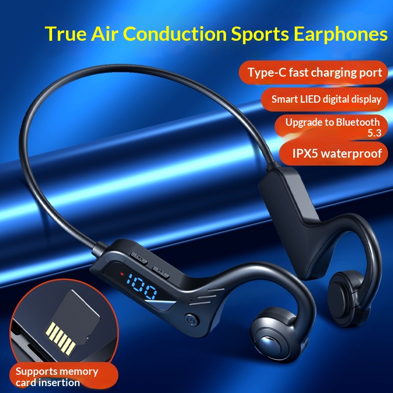 Digital-display Bone-conduction Waterproof Ear-free Sports Headphones