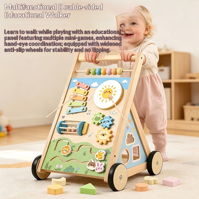 Wooden Toddler Walker Baby Early Education Educational Toy — foto 5
