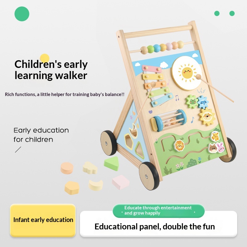 Wooden Toddler Walker Baby Early Education Educational Toy — foto 4