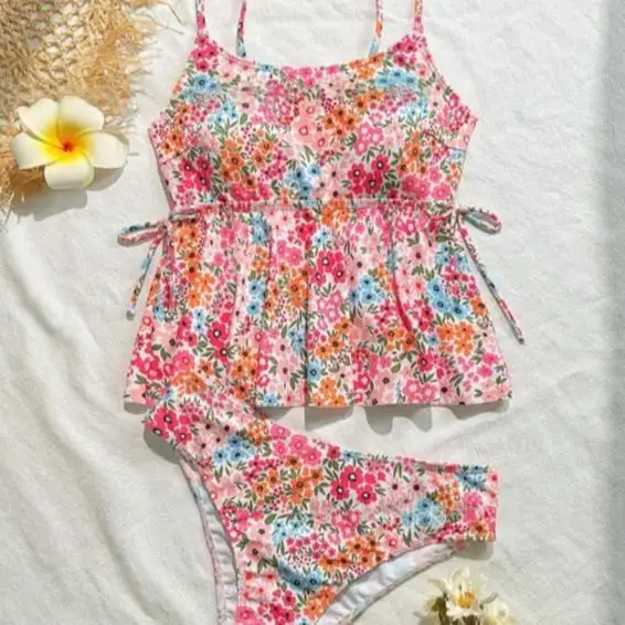 New Floral Print Camisole Waist Cinching Tummyhiding