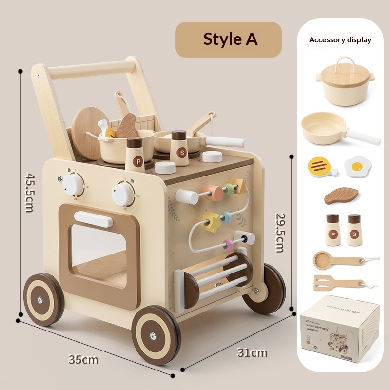 Wooden Multifunctional Beaded Building Block Hand Truck For Toddlers — foto 4