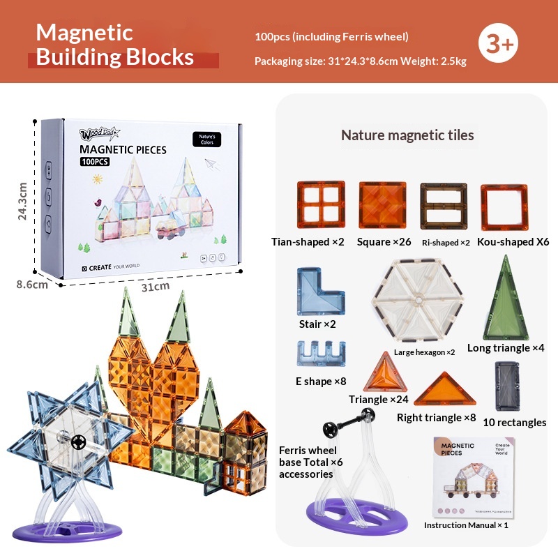 Portable Magnetic Tile Colorful Window Childrens Educational Building Toy — foto 11