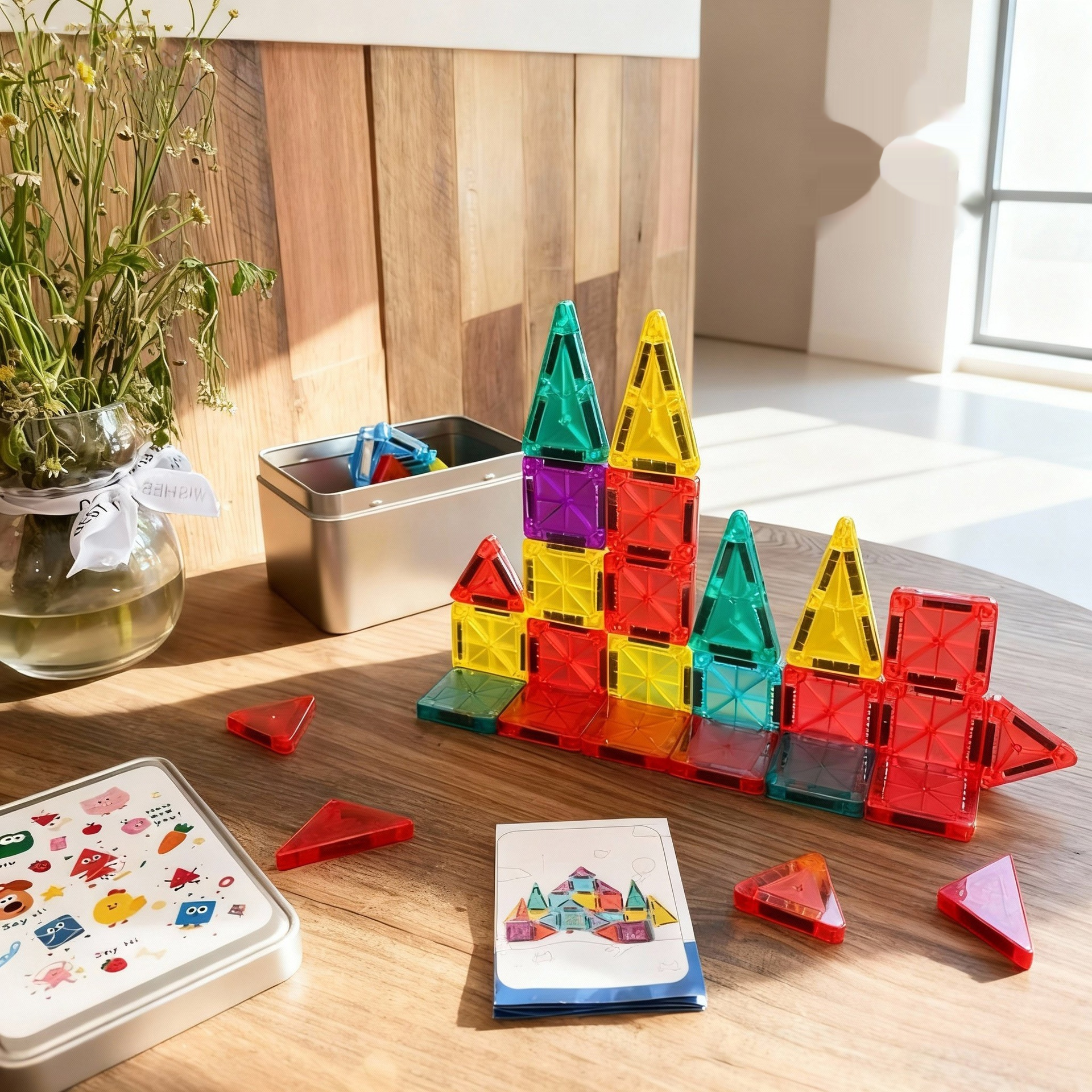 Portable Magnetic Tile Colorful Window Childrens Educational Building Toy — foto 6