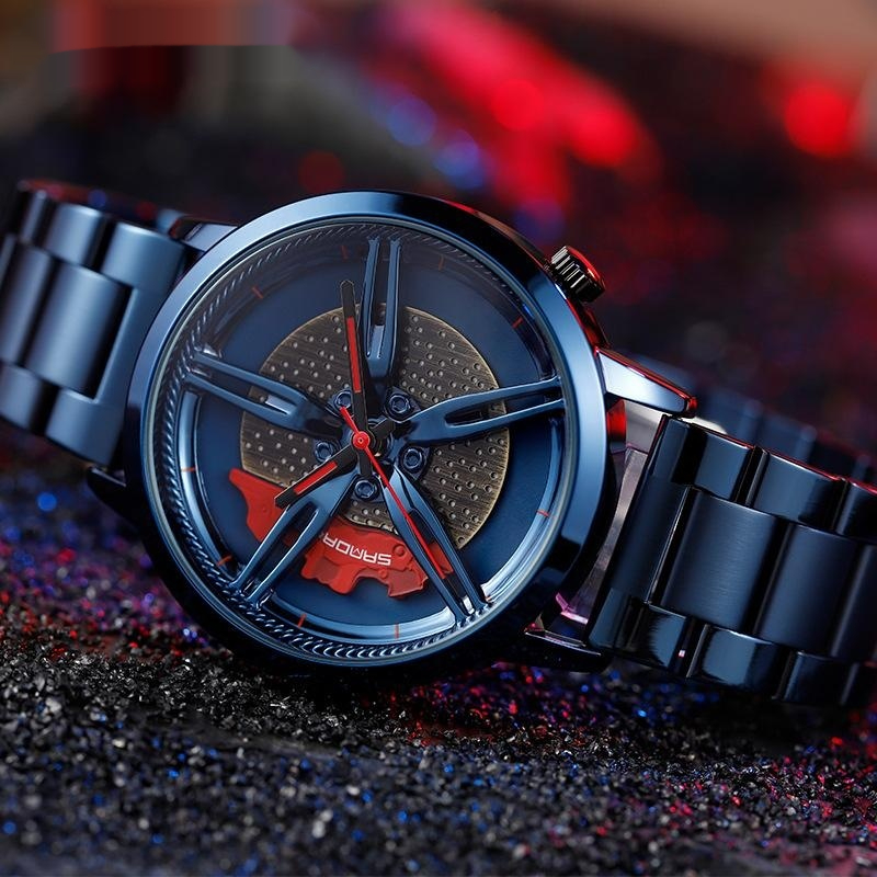 Hollowed-out Wheel Watch Waterproof Steel Band Business Style For Teenagers