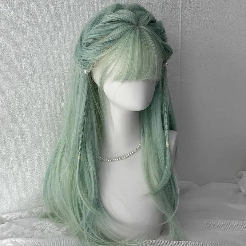Mint Mumbo Long Straight Full Head Wig