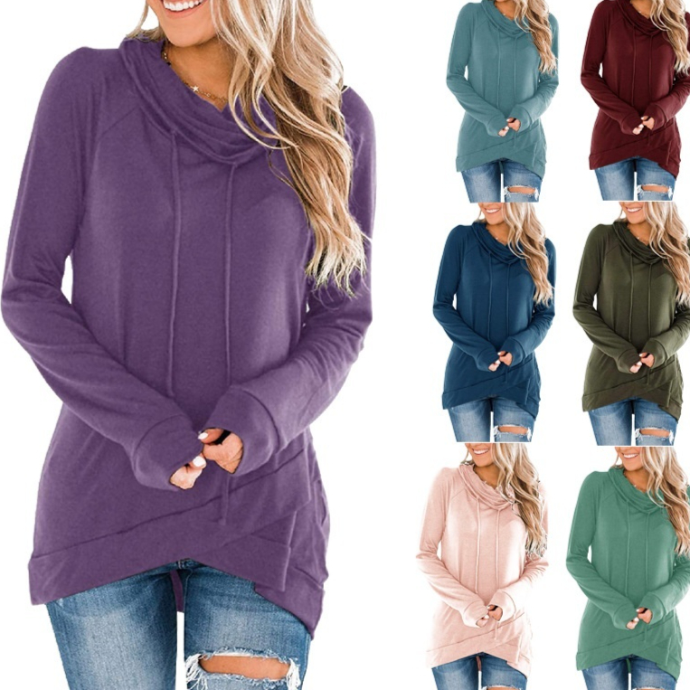 Womens Long-sleeve Pullover Hoodie Casual Top