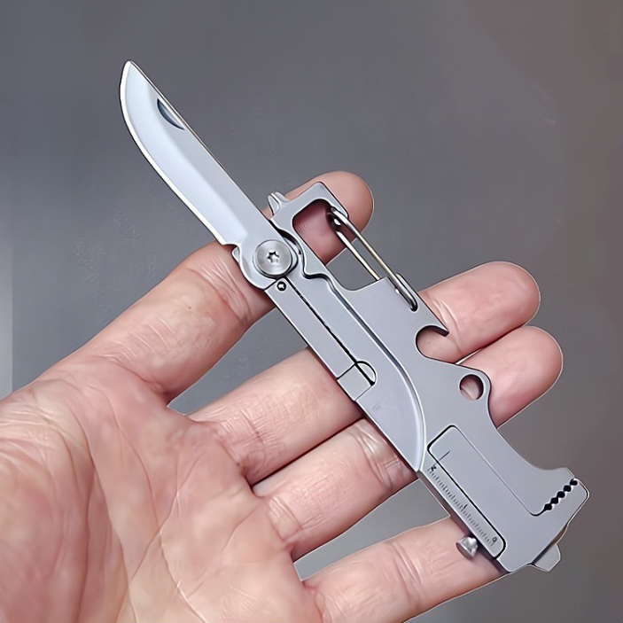 Stainless Steel Multi-Tool Knife Wrench Keychain Pendant
