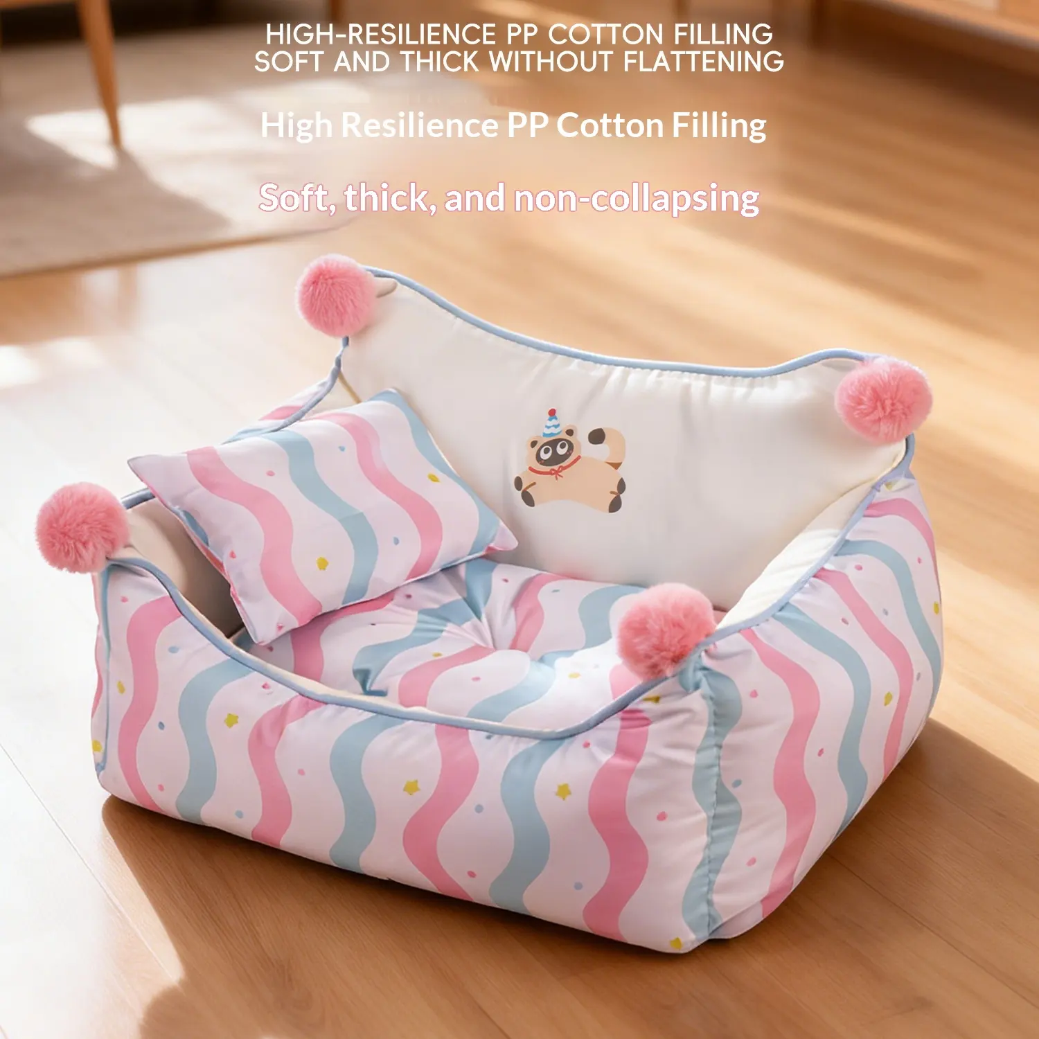 Printed Striped Sofa Bed All-Season Dog