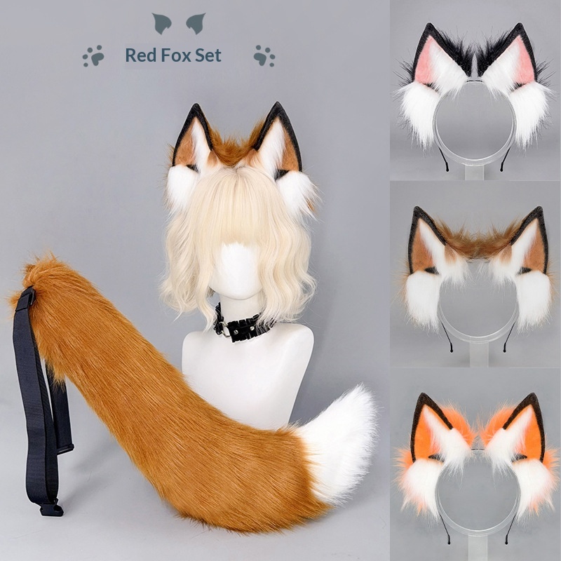 Creative Halloween Fox-Ear Headband And Fox-Tail Set