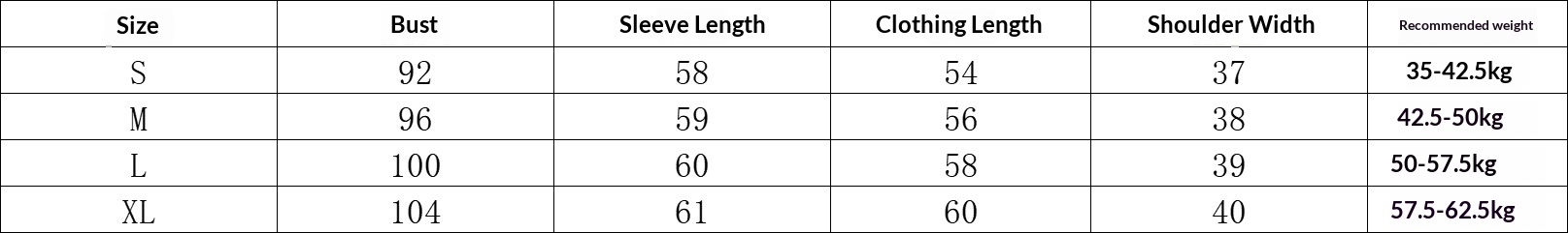 Size chart