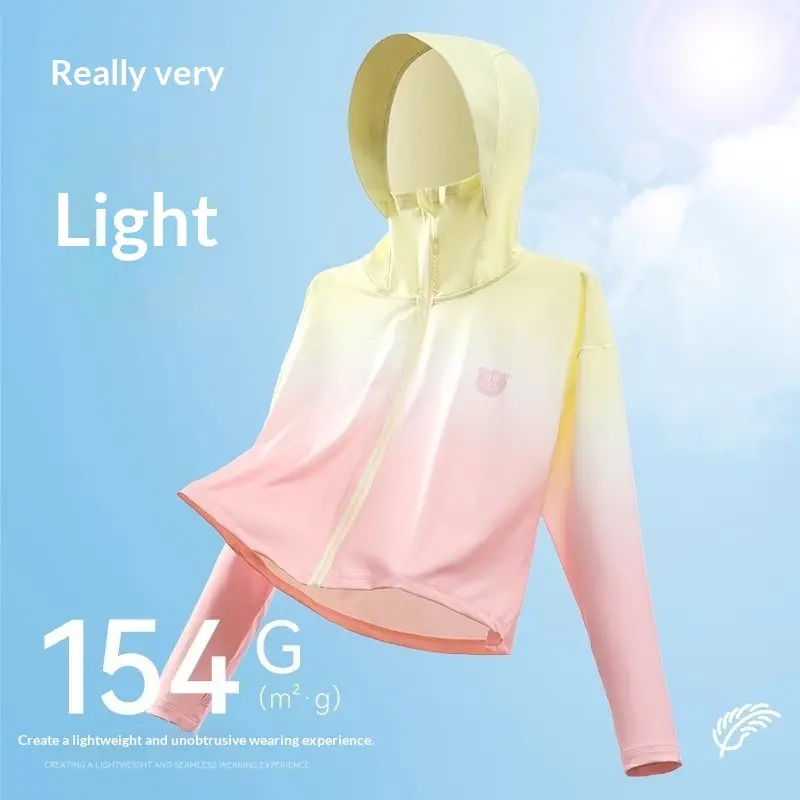Kids Gradient Summer Ice-Silk Cooling Jacket Sun-Protection Clothing