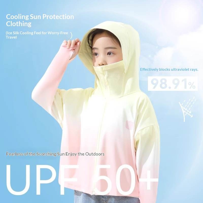 Kids Gradient Summer Ice-Silk Cooling Jacket Sun-Protection Clothing
