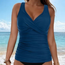 V-neck Crossover Swimsuit Top With Adjustable Straps