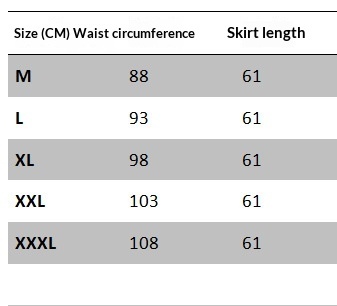 Kilt size chart