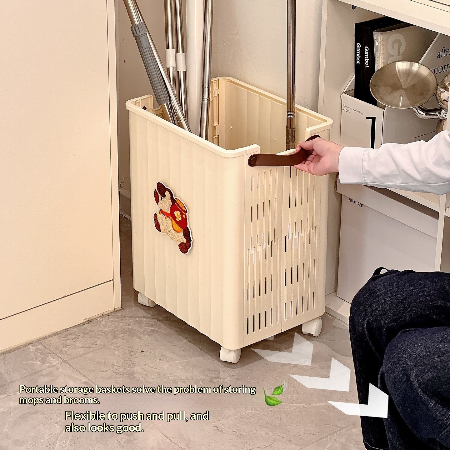 Household Bathroom Hook And Broommop Storage Bucket