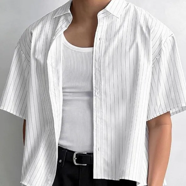 Men's Slim-Fit Ice Silk Striped Shirt
