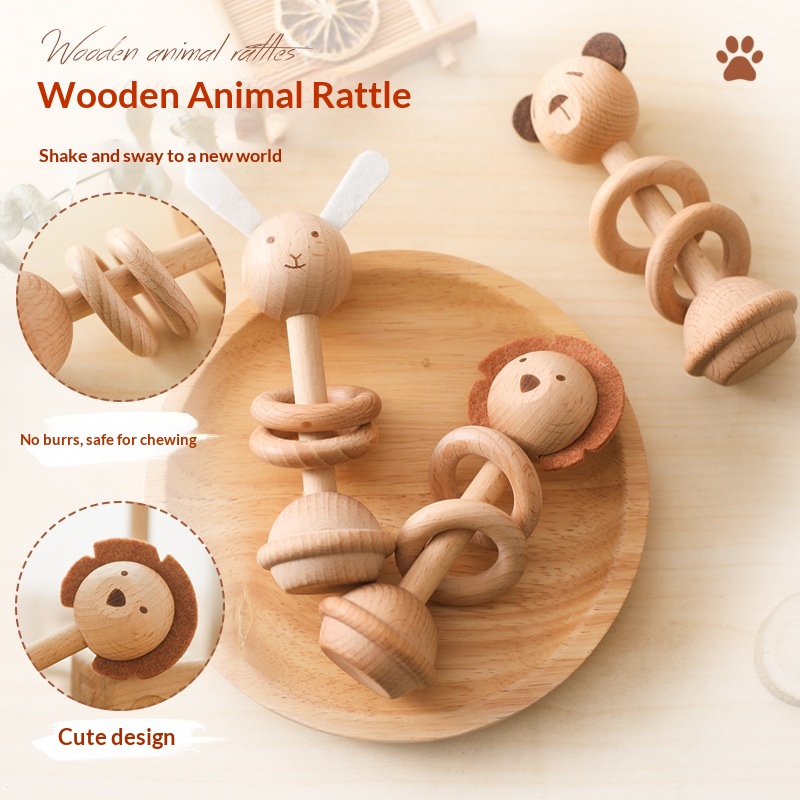 Beech Wood Animal Rattle
