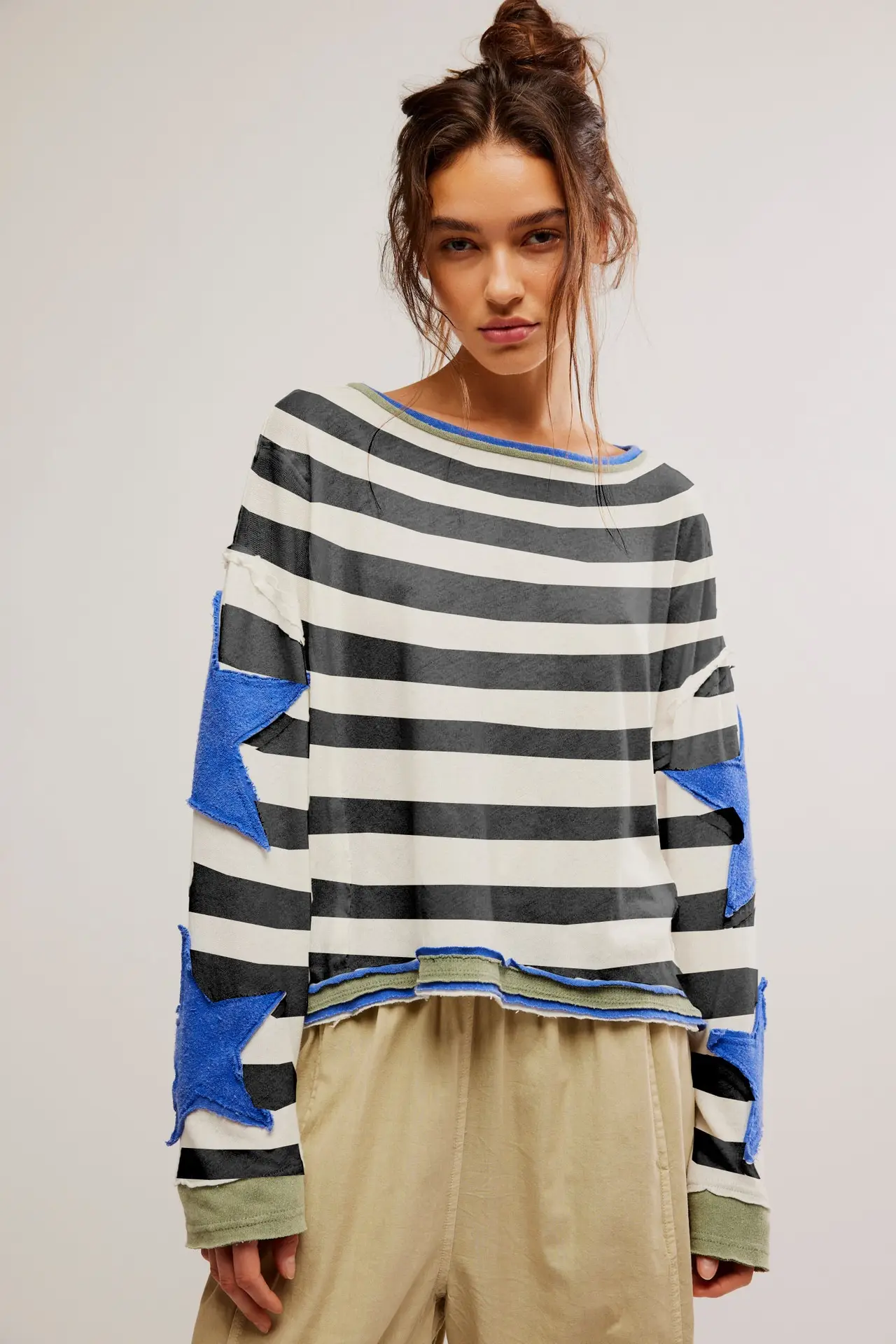 Retro Women's Sweater Round Neck Pullover Long Sleeve