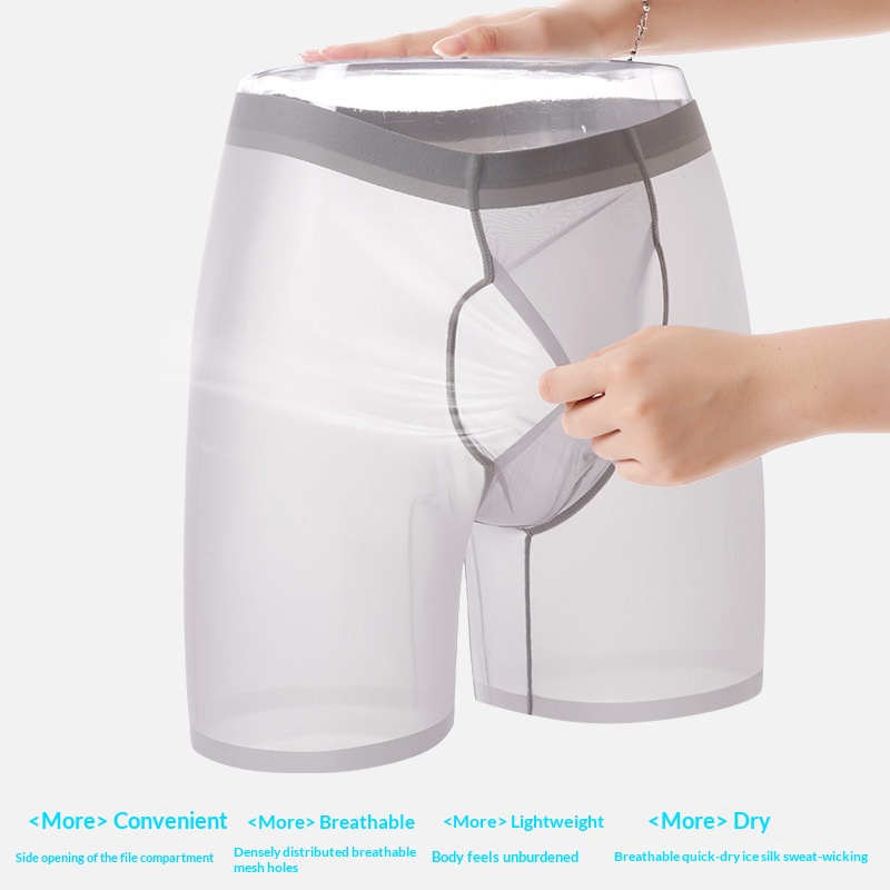 Summer Transparent 10A Antibacterial Men's Seamless Boxer Briefs