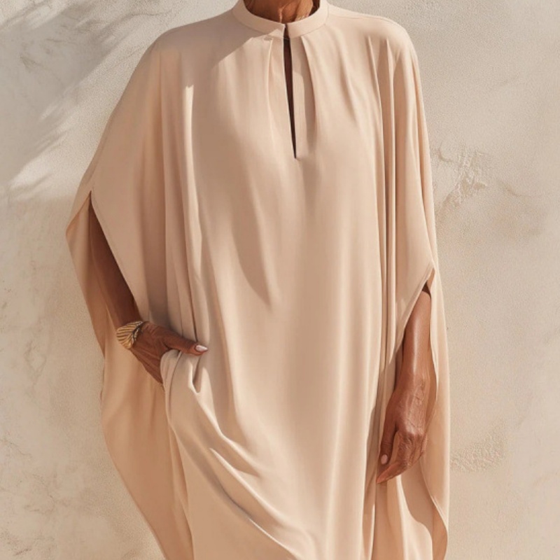 Womens Mandarin-collar Mid-Length Casual Dress