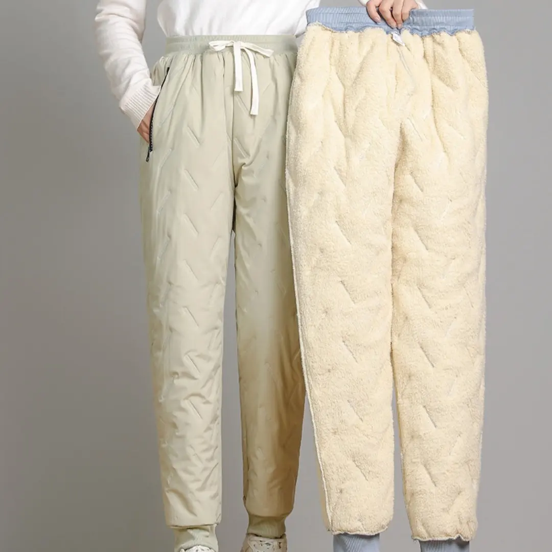 Cold-Weather Outdoor Sheepskin-Lined Cotton Trousers