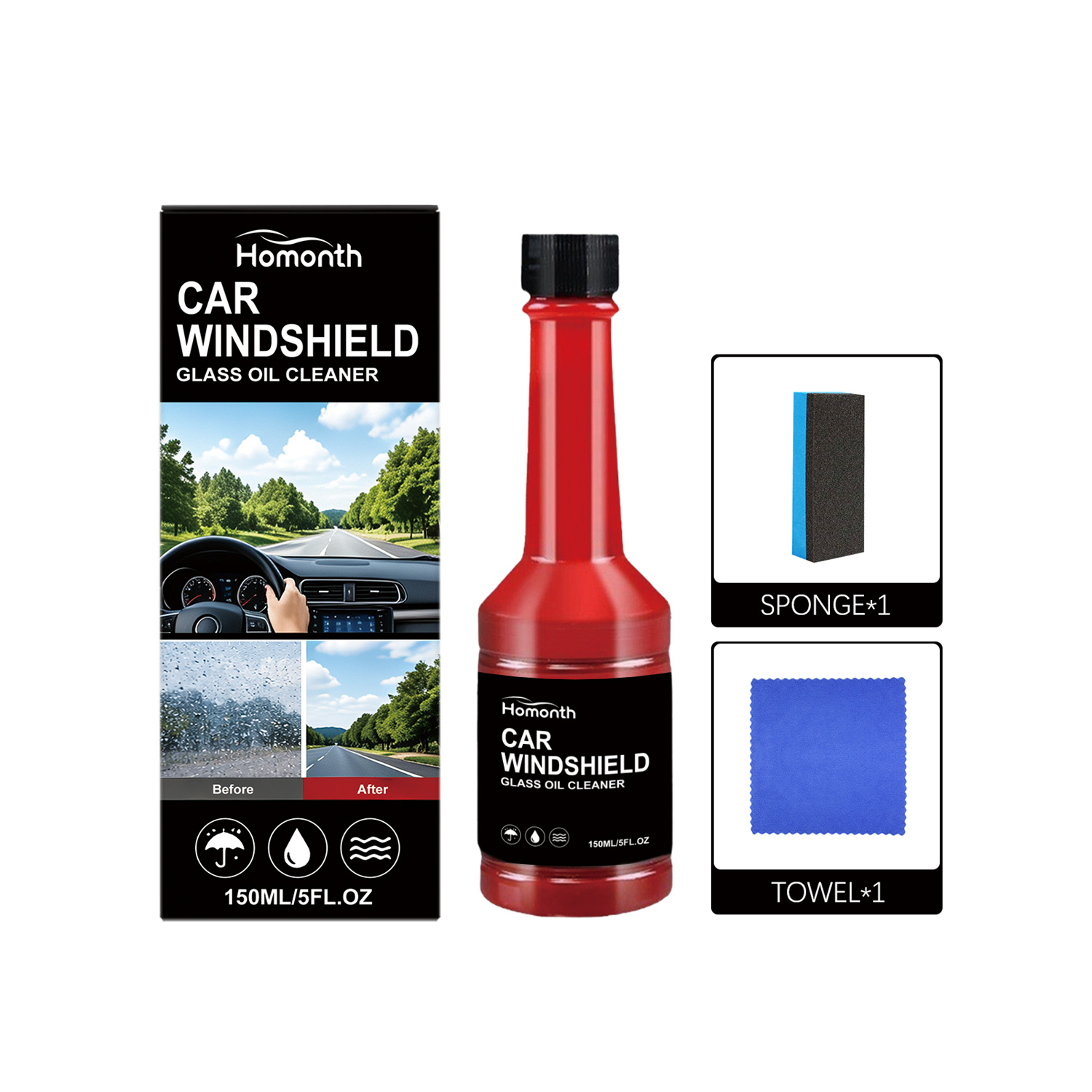 Car Windshield Glass Oil Cleaner