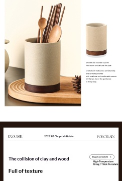 High-end Ceramic Chopstick Holder Household Kitchen Cutlery Container