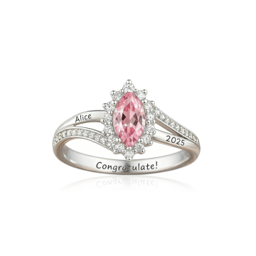 Customized Birthday Stone Laser Engraving Ring