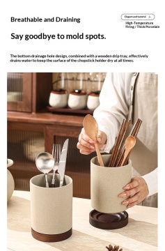 High-end Ceramic Chopstick Holder Household Kitchen Cutlery Container