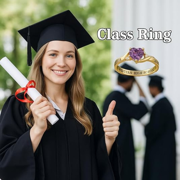 Fashion Love Birthday Stone Women's Graduation Commemorative Ring