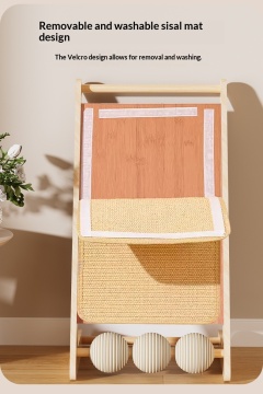 Upright Solid Wood Sisal Cat Scratching Postno Flaking