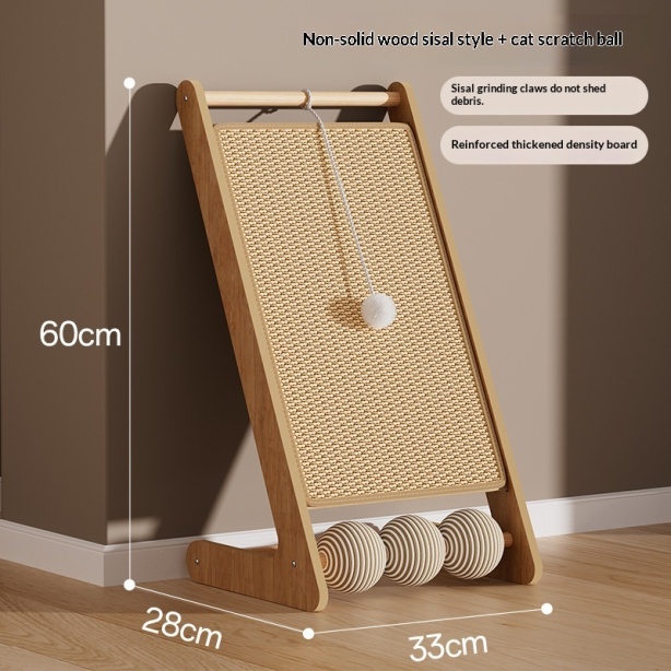 Upright Solid Wood Sisal Cat Scratching Postno Flaking