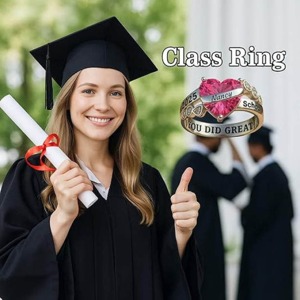 Graduation Commemorative Ring DIY Engraved Love Birthday Stone