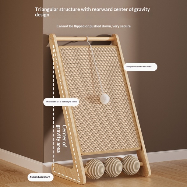 Upright Solid Wood Sisal Cat Scratching Postno Flaking