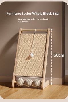 Upright Solid Wood Sisal Cat Scratching Postno Flaking