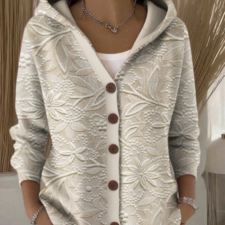 Womens Fashionable Printed Hooded Sweatshirt Top