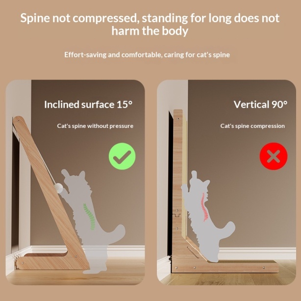 Upright Solid Wood Sisal Cat Scratching Postno Flaking