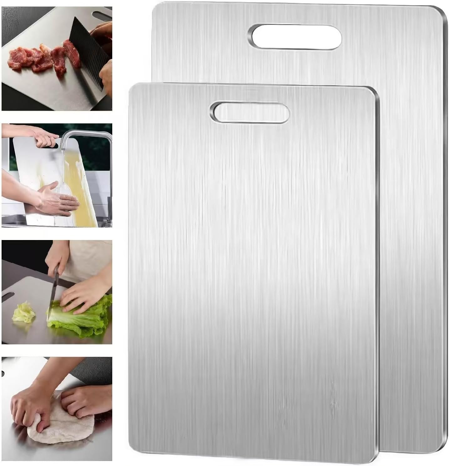 Stainless Steel Panel And Chopping Board Kitchen Household Thickened Double Sided Cutting Board Block Kneading Dough Board