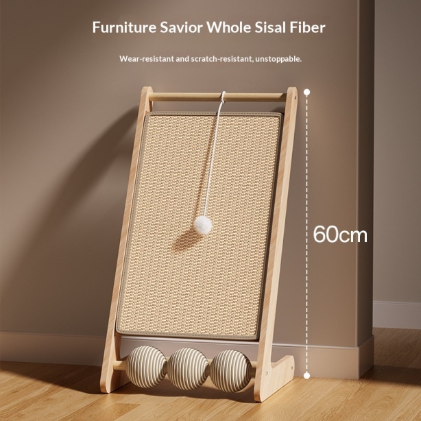 Upright Solid Wood Sisal Cat Scratching Postno Flaking