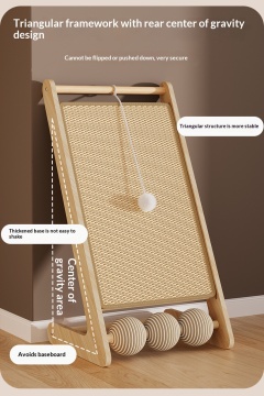 Upright Solid Wood Sisal Cat Scratching Postno Flaking
