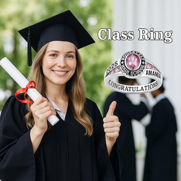 December Birthstone Laser Engraving Class Ring