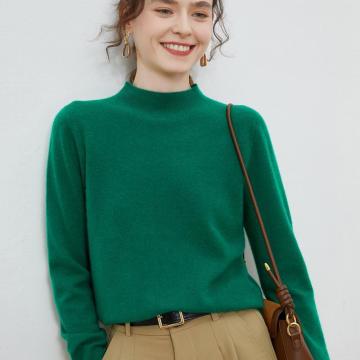 Half-high-neck Solid-color Loose-fit Pullover Knit Sweater