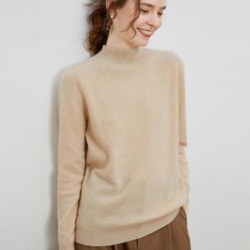 Half-high-neck Solid-color Loose-fit Pullover Knit Sweater