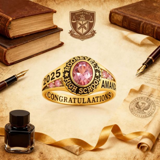 December Birthstone Laser Engraving Class Ring