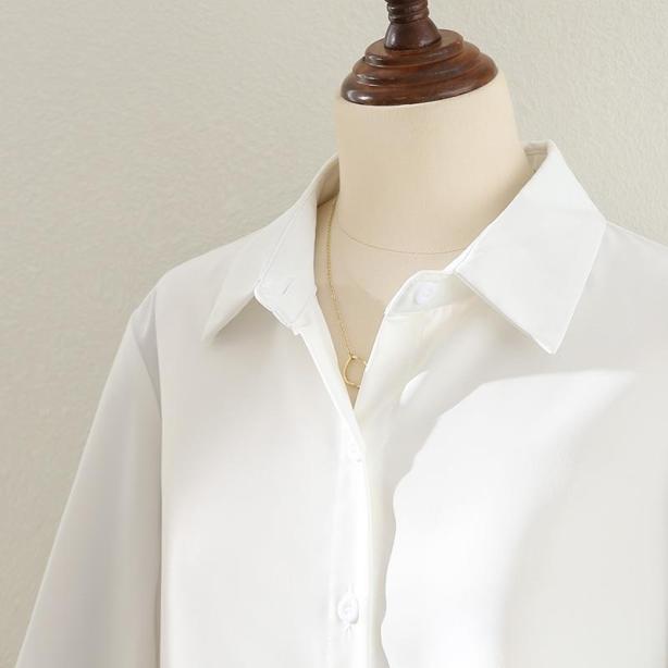 Womens Lantern-Sleeve Professional Lapel Shirt