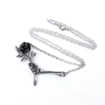 Love Never Dies  Skeleton Rose Necklace