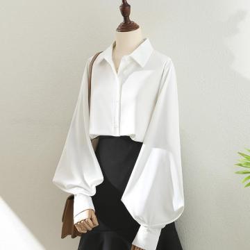 Womens Lantern-Sleeve Professional Lapel Shirt
