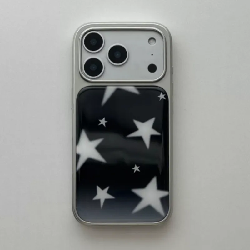 Black Ombre Star Electroplated Silver Magnetic Phone