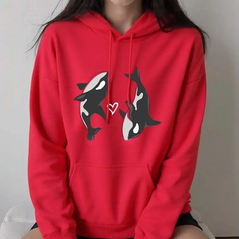 Round-neck Hooded Sweatshirt With A Dolphin Heartbeat